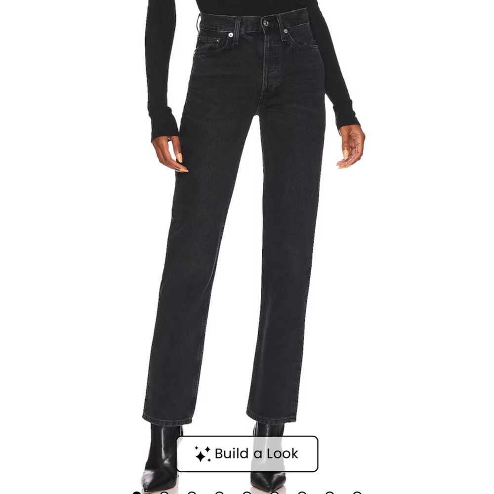 Agolde Lana Mid Rise Straight Jeans in Conduct